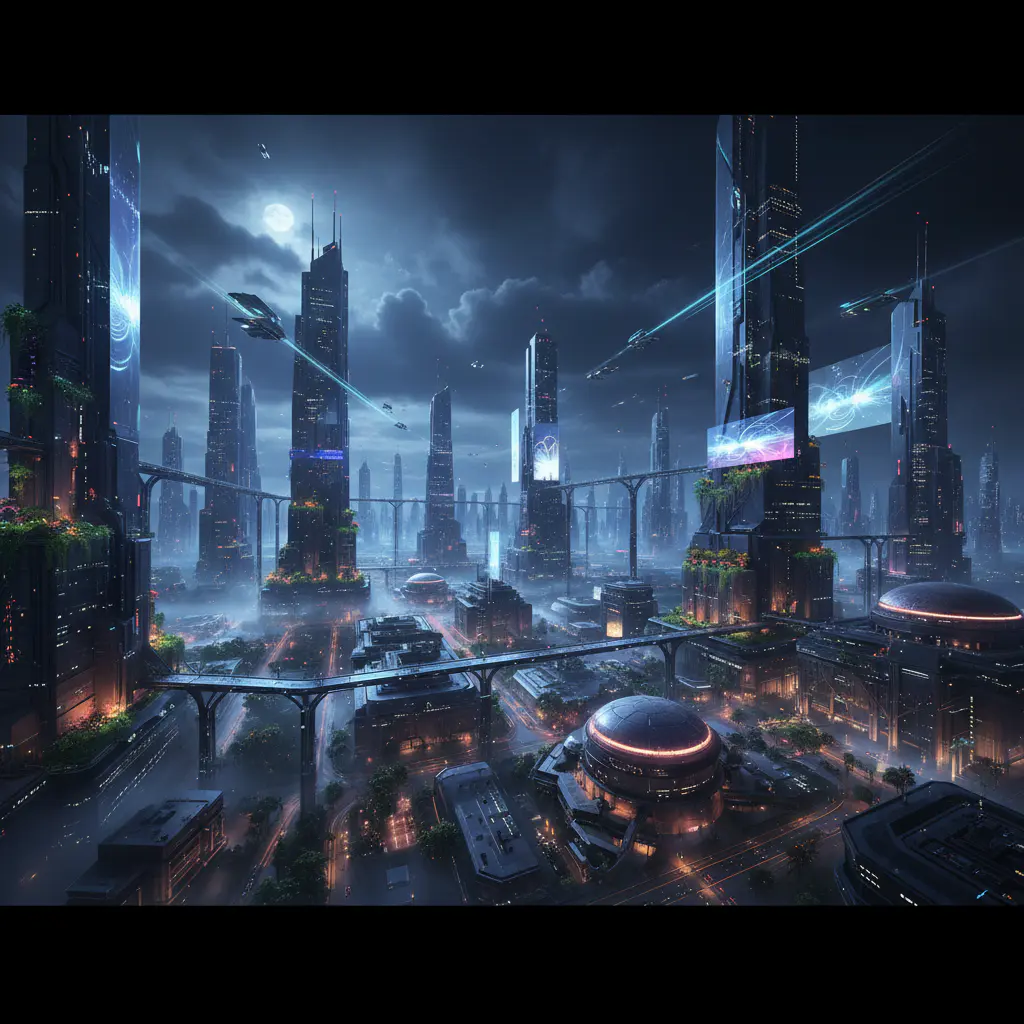 Futuristic cityscape concept art